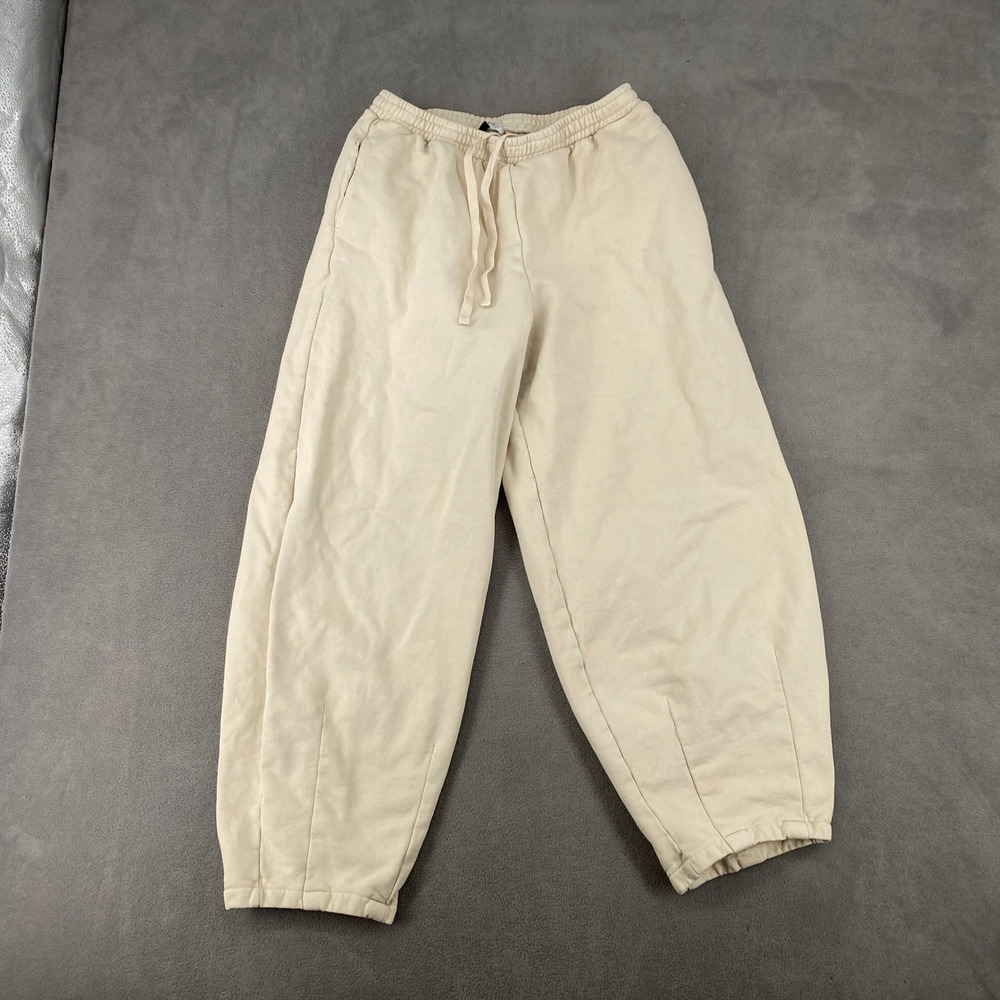 NLT Cream Beige Balloon Leg Sweatpants High Rise Drawstring Joggers Small